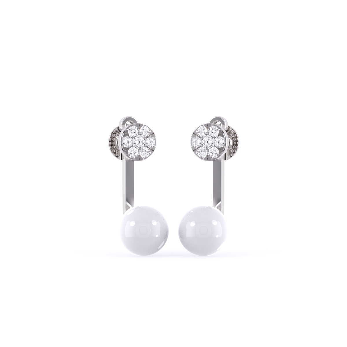 Antique Pearl Diamond Drop Earrings